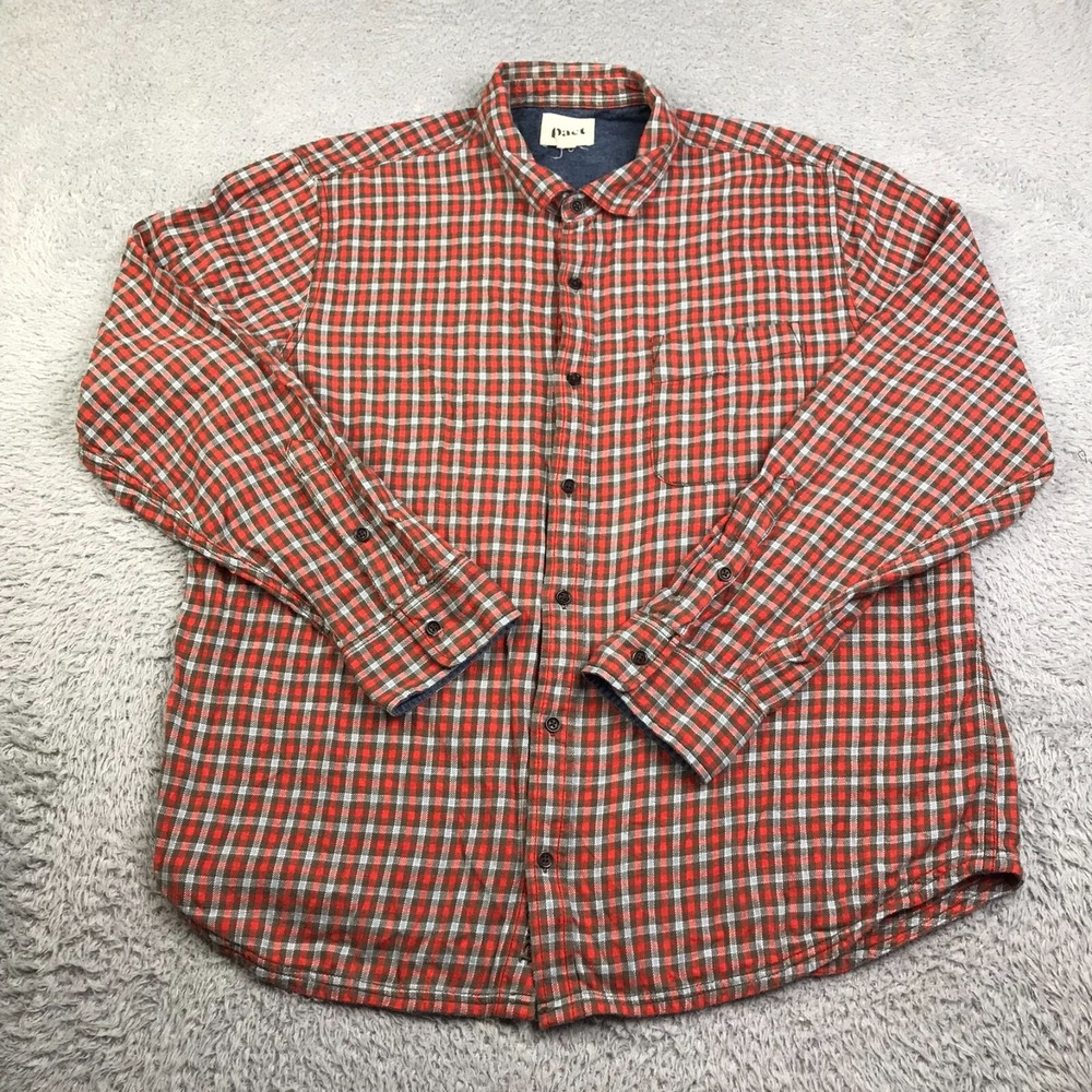 Pact Shirt Mens XL Red/Green Plaid Organic Cotton Flannel Button Up Long Sleeve